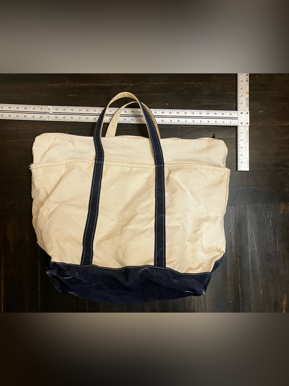 LL bean boat and tote vintage jumbo Canvas Tote Bag with Navy Trim - Men Bags